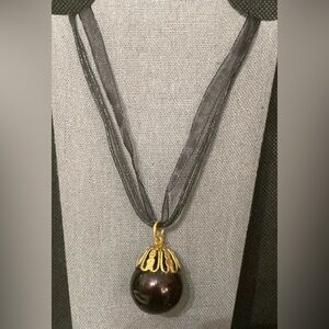 Vintage Deep purple acrylic large beaded pendant necklace